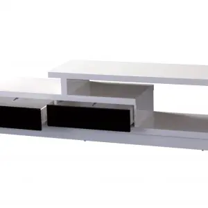 ABBERLY High Gloss TV Cabinet with 2 Drawers in Black and White/Black