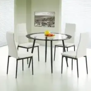ACODIA PU White Dining Chair with Black Frame - Set of 4