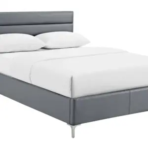 ARCO Grey PU Bed Frame - Single 3Ft, Double 4'6Ft & King Size 5Ft
