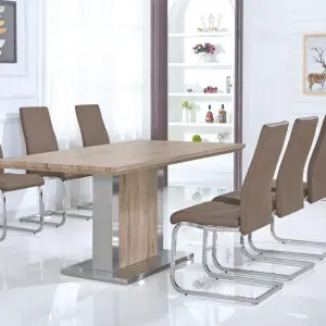 BELIZE Brown PU Dining Chair with Chrome Frame - Set of 2