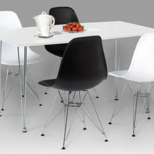 BIANCA PP Dining Chair with Stainless Steel Legs - Black, White - Set of 4