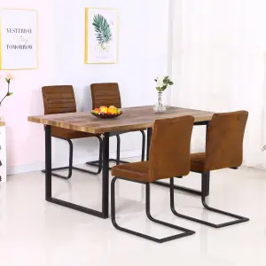 BOSTON Brown Fabric Dining Chair with Black Metal Legs - Set of 4