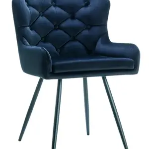 BURNHILL Black Velvet Arm Dining Chair with Black Metal Legs - Set of 2
