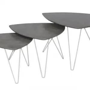 CANNON Nest of Tables with Stone Effect & White Metal Legs