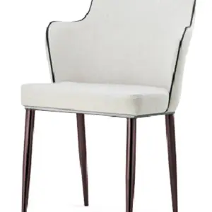 CAPRI White PU Dining Chair with Walnut Metal Legs - Set of 2
