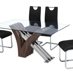 CASPIAN Black PU Dining Chair with Chrome Frame - Set of 2