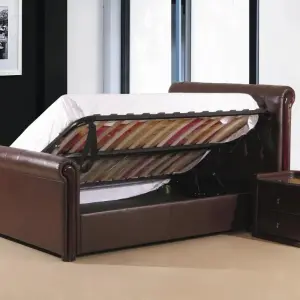 CAXTON PU Storage Bed Frame in Black & Brown