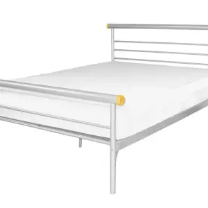 CELINE Silver Metal Bed Frame - Single 3Ft, Double 4'6Ft & King Size 5Ft