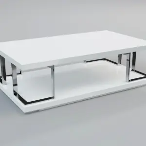 CELTIC White High Gloss Coffee Table with Stainless Steel Frame