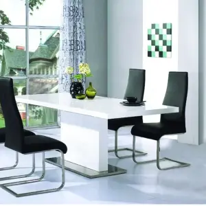 CHAFFEE PU Dining Chair in Black and White with Chrome Frame - Set of 4