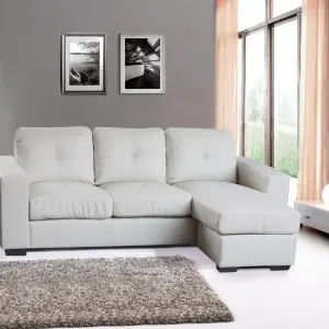 DIEGO Full Bonded Leather Corner Sofa in Black & White