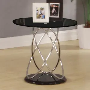 ECLIPSE Glass Lamp Table with Stinless Steel Frame in Black and Clear