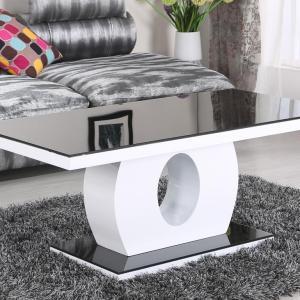 EDENHALL Coffee Table with High Gloss Frame and Glass Top in Black/White and Grey/White