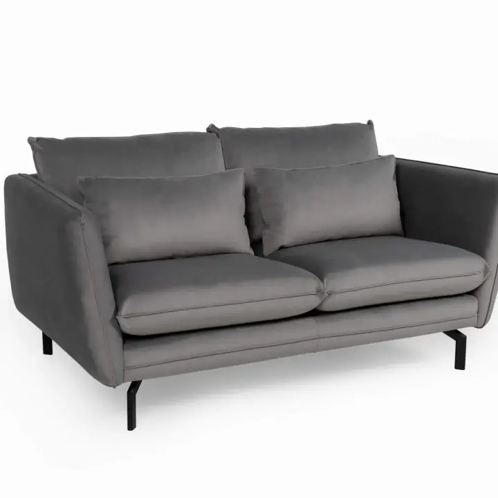 ELFORD Velvet Fabric Sofa in Grey & Navy