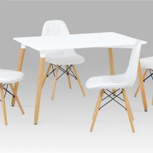 EMERY White PU Dining Chair with Solid Beech Legs - Set of 4