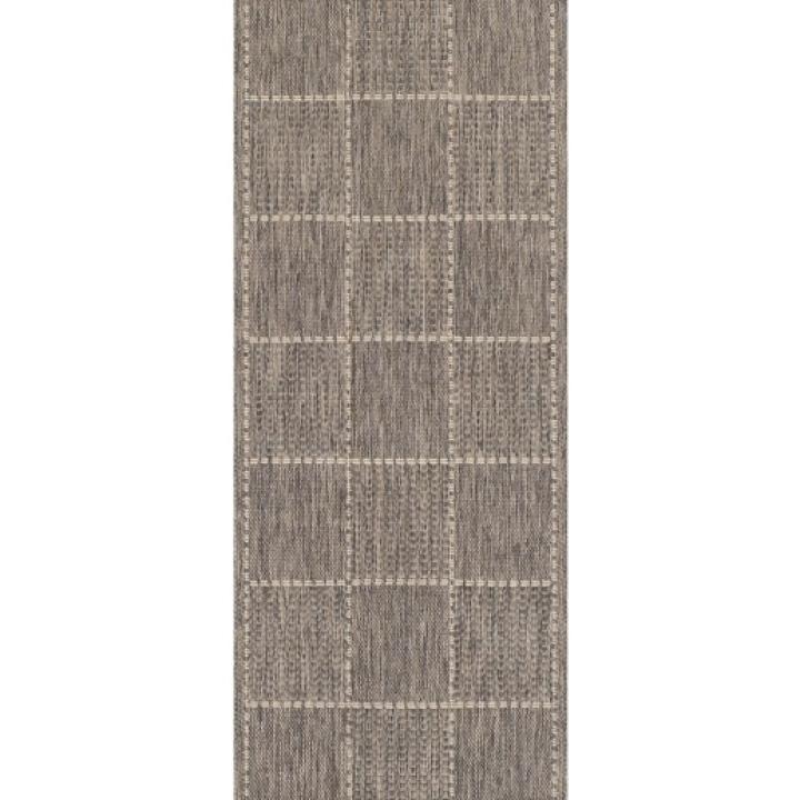 FLATWEAVE GEL Check Grey Rug, Runner & Doormat