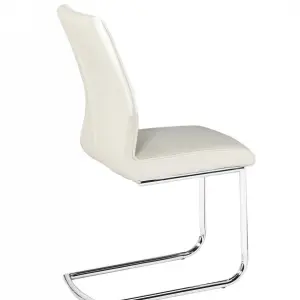 HONORA White PU Dining Chair with Chrome Frame - Set of 2