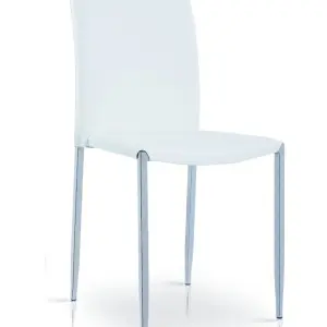 IRIS White PU Dining Chair with Chrome Legs - Set of 4