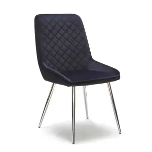 JANE Velvet Fabric Dining Chair in Black, Grey and Blue