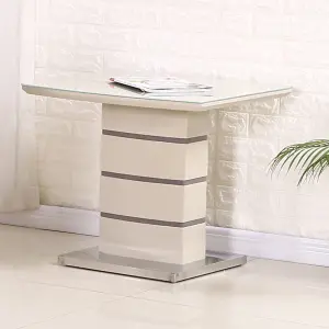 KNIGHTSBRIDGE Lamp Table with Glass Top in Cappuccino & Champagne
