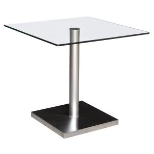 LUCAS Clear Glass Dining Table with Stainless Steel Frame and Base
