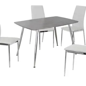 LYNX White PU Dining Chair with Chrome Frame - Set of 4