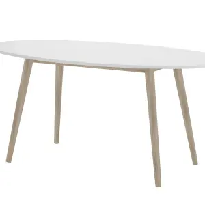 MAPLETON White Matt Dining Table with Rubberwood Legs - Oval and Round