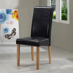 MARLEY PU Dining Chair with Solid Rubberwood Legs - Set of 2