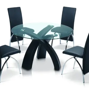 MARSTON Black PU Dining Chair with Chrome Frame - Set of 2