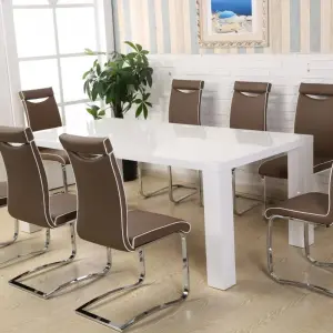 MELINDA Brown PU Dining Chair with Chrome Frame - Set of 2