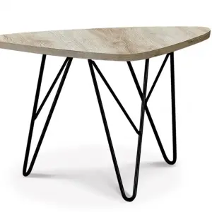 MERSEY Natural Wood Coffee Table with Black Metal Legs