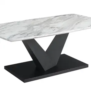 MILO Marble Effect Coffee Table with Black Metal Base