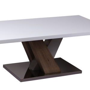 MINDY High Gloss Coffee Table in White & Natural