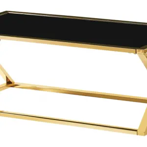MOMBASA Black Glass Coffee Table with Gold Metal Frame