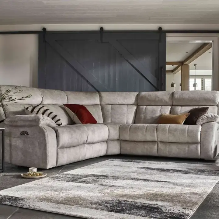 Moreno Fabric Power Recliner Corner Sofa with Power Headrests