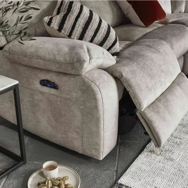 Moreno Fabric Power Recliner Corner Sofa with Power Headrests