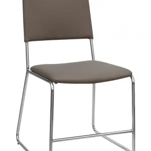 NEVIS Taupe PU Dining Chair with Chrome Frame - Set of 4