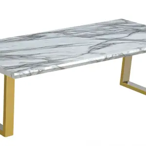 NEWCHAPEL Marble Effect Coffee Table with Gold Chrome Legs