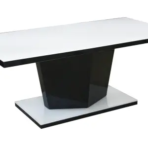 NORA Super White Glass Coffee Table with White & Black Frame