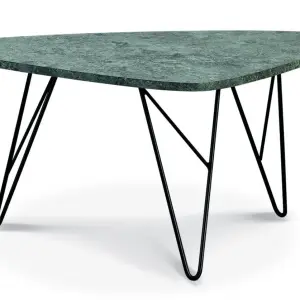 ONTARIO Triangle Stone Effect Coffee Table with Black Metal Legs