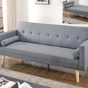 PARIS Linen Sofa Bed in Dark Grey & Light Grey with 2 Cushions