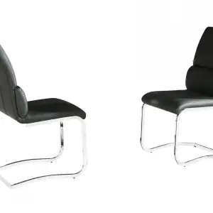 PHOENIX Black PU Dining Chair with Chrome Frame - Set of 2
