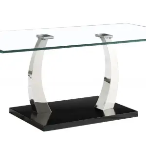 PHOENIX Clear Glass Coffee Table with Stainless Steel Base