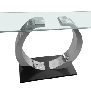 PHOENIX Clear Glass Console Table with Stainless Steel Base