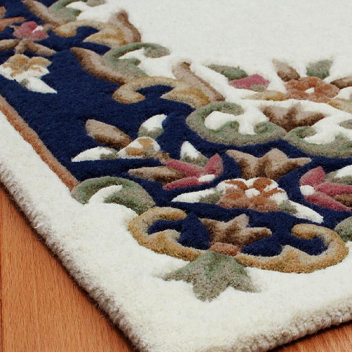 ROYAL Cream/Blue Wool Rug