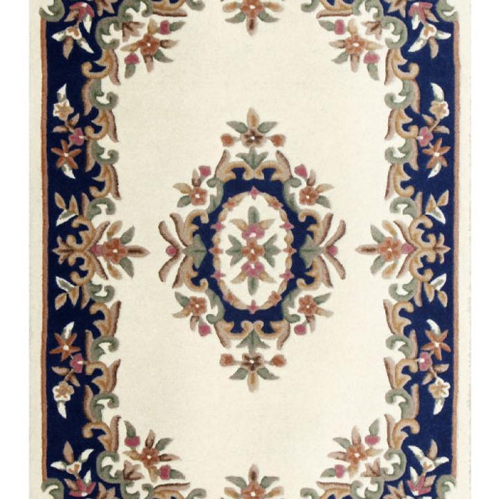 ROYAL Cream/Blue Wool Rug