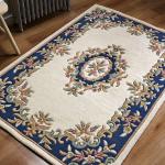 ROYAL Cream/Blue Wool Rug