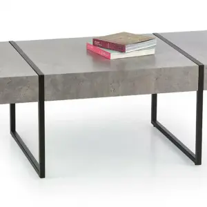 SIERRA Stone Coffee Table with Black Metal Legs
