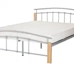 TETRAS Silver Metal Bed Frame with Beech Wood
