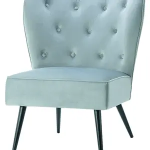 THAMES Grey Velvet Dining Chair with Black Metal Legs